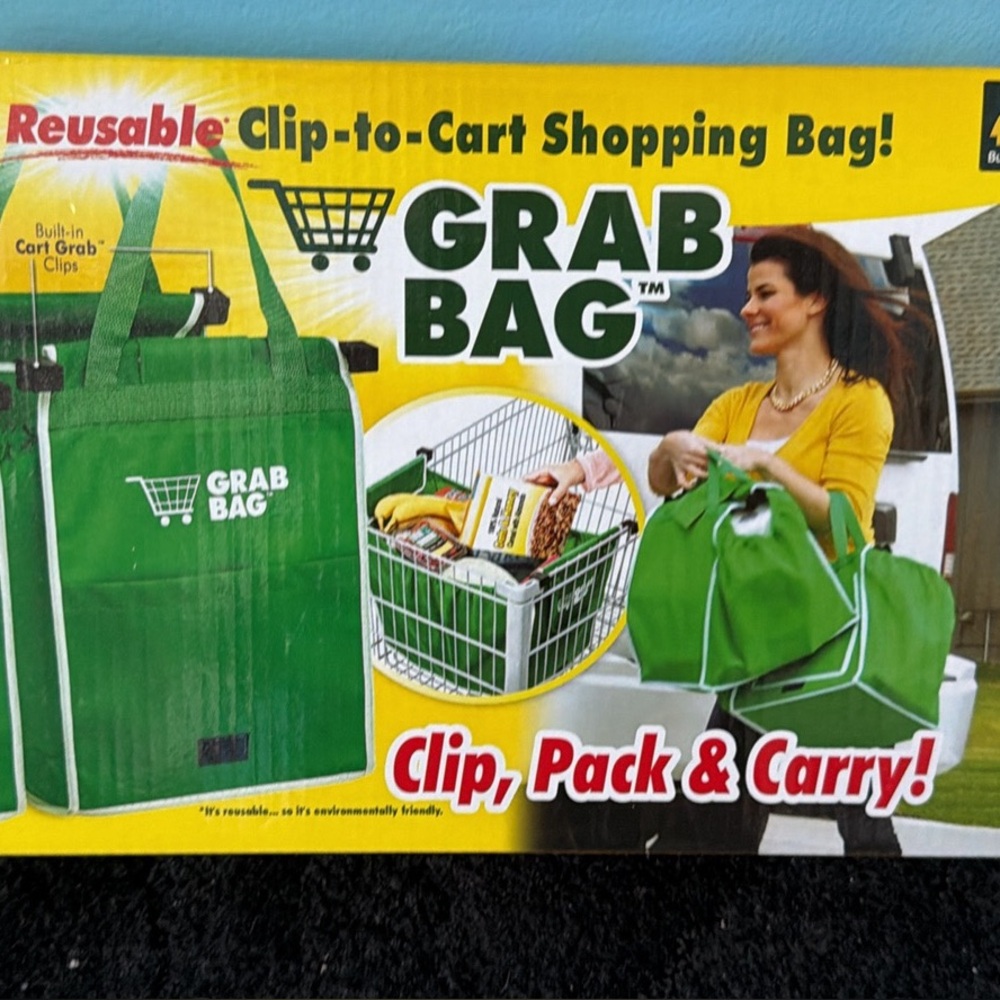 Reusable Clip-to-Cart Shopping Tote - Green